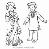 Indian Colouring Coloring Pages Children India Kids Around Diwali Girl Traditional Saree Activities Sheets Village Activity Thinking Costume Activityvillage Printable sketch template