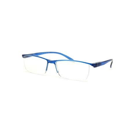 classic narrow rectangular half rim plastic reading glasses blue 1 5