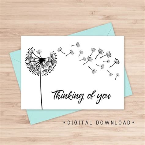 thinking   printable card instant   card etsy