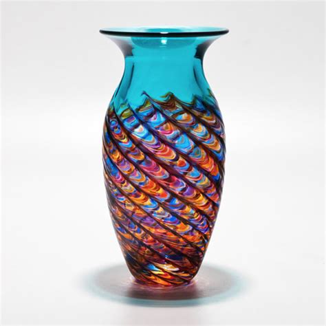 Colourful Glass Art Vases I Optic Rib Urn By Michael