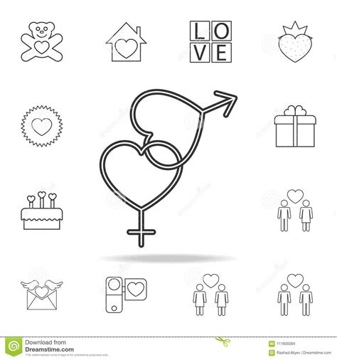 Sign Of Sex With Hearts Icon Set Of Love Element Icons Premium