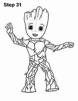 Groot Coloring Baby Marvel Pages Draw Printable Galaxy Guardians Sketch Drawing Little Step Template Am Easydrawingtutorials Ics Drawings Comics Face sketch template