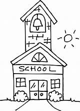 School Clipart House Coloring Outline Clip Transparent Schoolhouse Cute Cliparts Building Background Education Kids Quilt Cartoon Leprechaun Pages Quilting Library sketch template