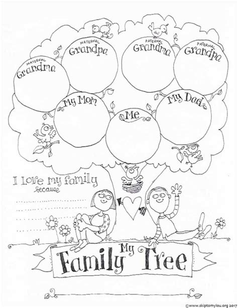 family tree coloring pages  kids