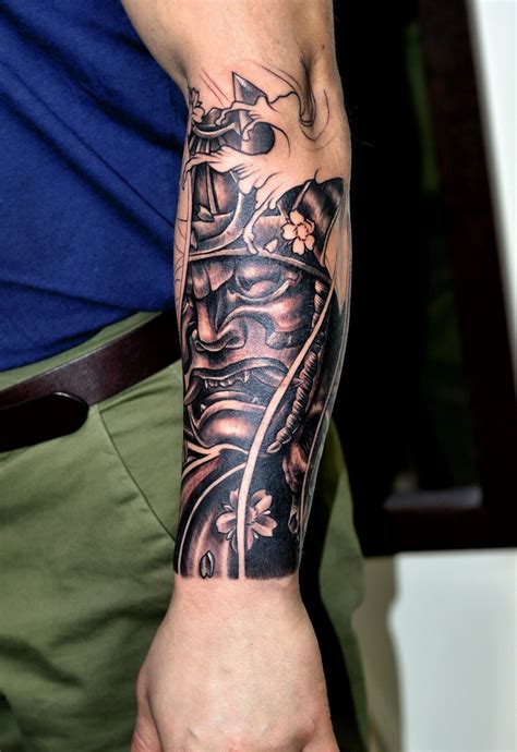 samurai oni mask tattoo forearm  tattoo ideas
