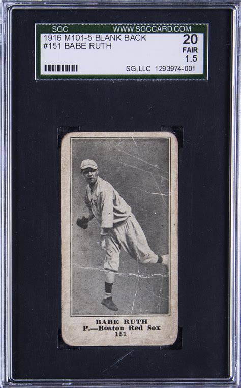 Lot Detail 1916 M101 5 Blank Back 151 Babe Ruth Rookie