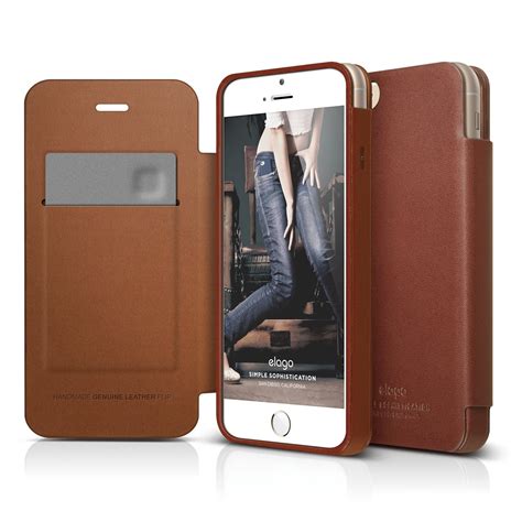 genuine leather flip case  iphone  elago slg design