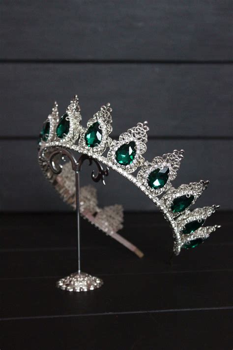 green crown crown emerald crown green tiara crown bridal tiara etsy