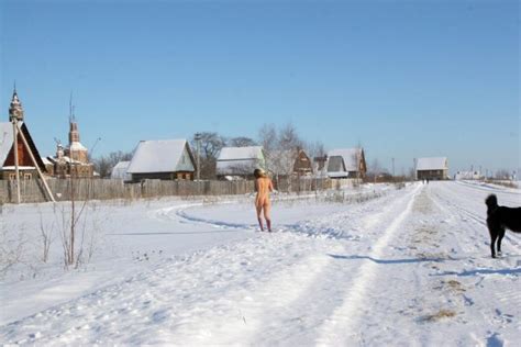 russian girl sveta s on a snowy field — russian sexy girls