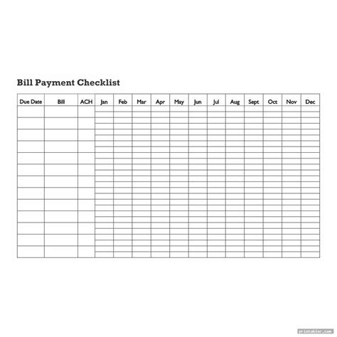 printable bill payment chart gridgitcom
