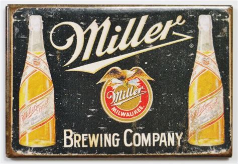 miller brewing company fridge magnet beer brewery label bar alcohol