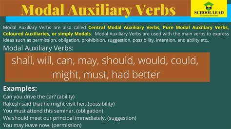 modal auxiliary verbs school lead