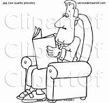 Newspaper Businessman Chair Reading Cartoon Djart sketch template