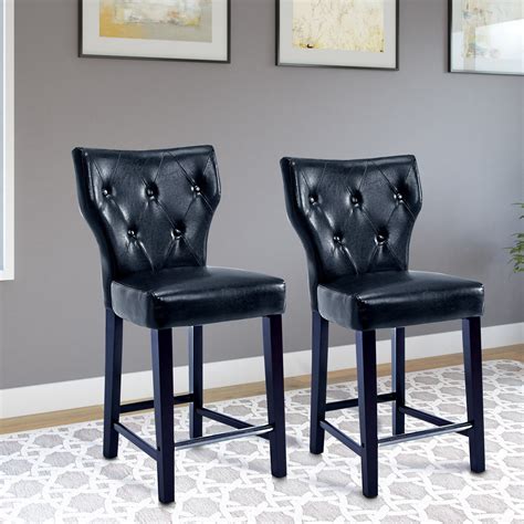 antonio faux leather button tufted counter height bar stool set