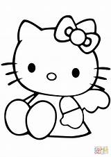 Kitty Hello Coloring Cute Pages Printable Color Print Angel Drawing Kids Cartoon Characters Easy Draw Anime Paper sketch template