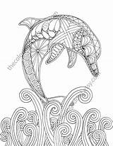 Dolphin Dolphins Printable Nautical Drawing Zentangle Delfin sketch template