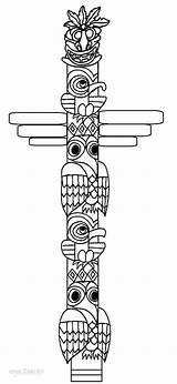 Totem Pole Coloring Pages Printable Kids Poles Faces Cool2bkids Drawing Alaska Template Templates Native American Simple Craft Crafts Sketch Canada sketch template