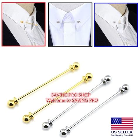 men necktie shirt collar pin round end tie clip clasp pin bar brooch