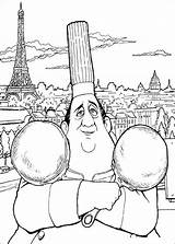 Ratatouille Coloring Pages Disney Kids Auguste Gusteau Fun Colouring Movie Cartoon Parisian Eiffel Pans Tower Behind Two Beautiful Coloriage Printable sketch template