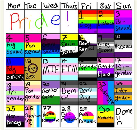 pride month day calendar