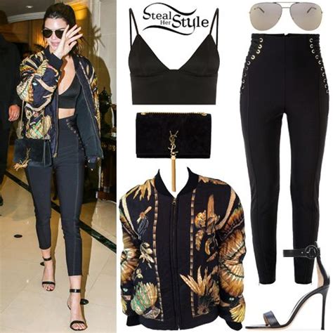 kendall jenner  spotted arriving   hotel  paris wearing  alexander wang stretch
