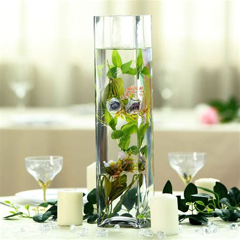 Efavormart Square Tall Glass Centerpiece Flower Vase For Wedding Party