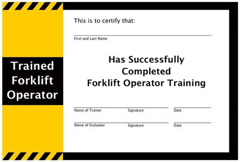 forklift certificate template printable templates