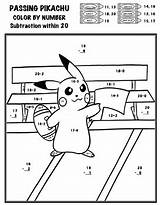 Color Pikachu Number Pokemon Divide Add Passing Multiply Subtract Pokémon Preview sketch template