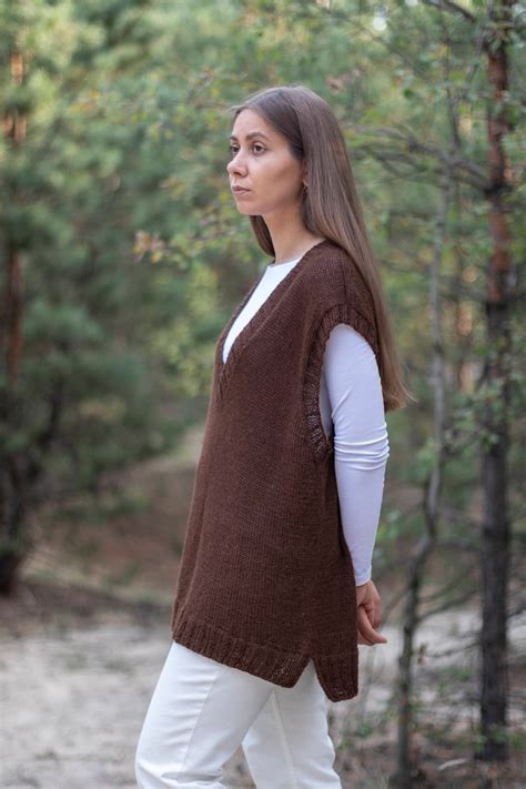 wool knit vest knitted vest  women knitted long vest etsy