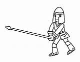 Coloring Spear Knight Shield Sword Medieval Castle Coloringcrew Dibujo 22kb 470px sketch template