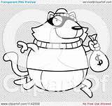 Robbing Bank Cat Outlined Coloring Clipart Vector Cartoon Thoman Cory sketch template