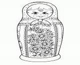 Dolls Pages Coloring Russian Matryoshka sketch template
