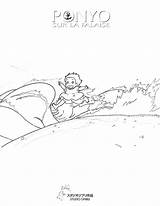 Ponyo Falaise Miyazaki Ghibli Hayao Totoro Choisir Hellokids Fois Imprimé sketch template