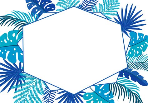 summer vector floral abstract leaves frame tropical palm