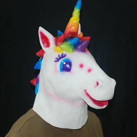 pcs unicorn head latex masks full face lovely color horse mask