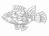 Steampunk Fish Mechanical Animal Pesce sketch template
