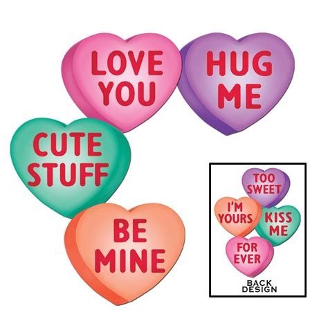 pack   valentine candy heart cutout decorations