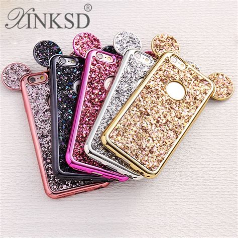 luxury glitter bling cell phone cases  iphone      mouse ears soft case cover