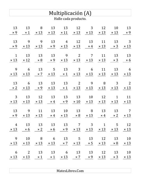 la hoja de ejercicios de matematicas de multiplicar por  hasta   de la pagina hojas de
