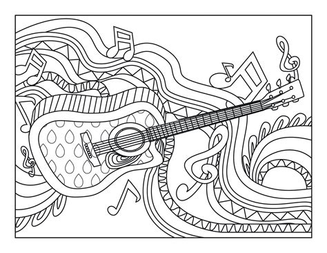 guitar coloring pages  adults  printable coloring page instant