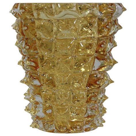 Pair Of Clear Murano Glass Vases With Spikes For Sale At 1stdibs