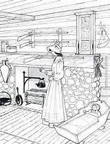 Coloring Laura Ingalls Wilder Pages Doll Fireplace sketch template