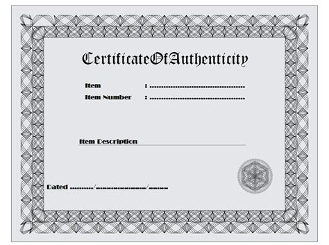 certificate  authenticity  template certificate  authenticity