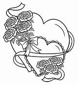 Flowers Valentine Coloring Pages раскраски все категории из Heart Color sketch template