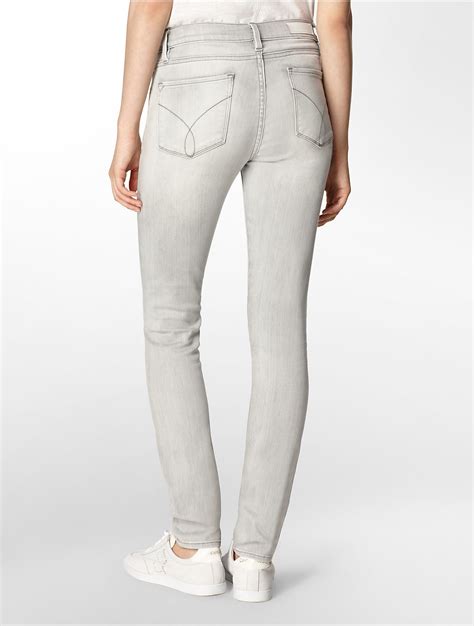 lyst calvin klein jeans ultimate skinny light grey wash jeans in gray