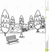 Park Coloring Bench Benches Trees Kids Designlooter 7kb 1300px 1218 Illustration sketch template