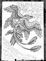 Thunderbird Beasts Pages Ausmalbilder Fabelwesen Phantastische Tierwesen Hontor Malvorlagen Erwachsene Doodle Phonix Vogel sketch template
