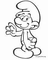 Coloring Smurf Smurfs Clumsy Hero He sketch template