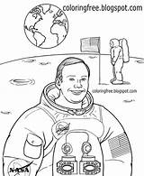 Armstrong Landing Nasa Astronaut Orbit Satellite Spaceship sketch template
