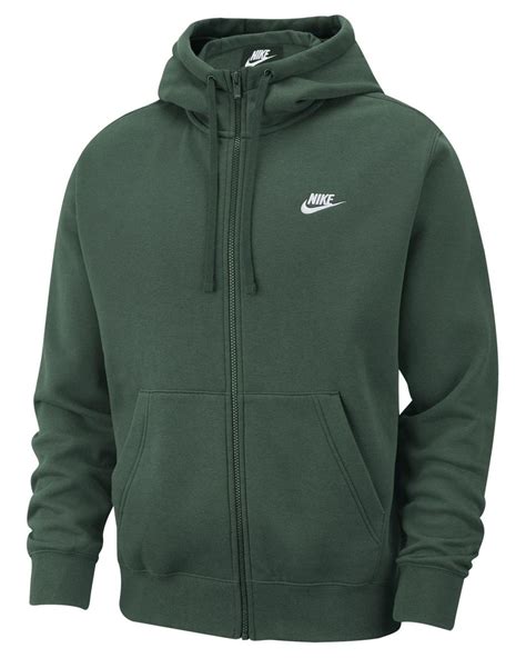 nike club fleece full zip hoodie  green  men lyst